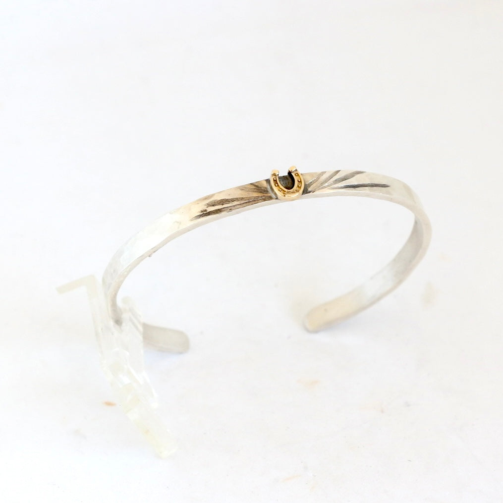 4MM Gold Horseshoe Hammered Sterling Cuff Bracelet Richard Schmidt   