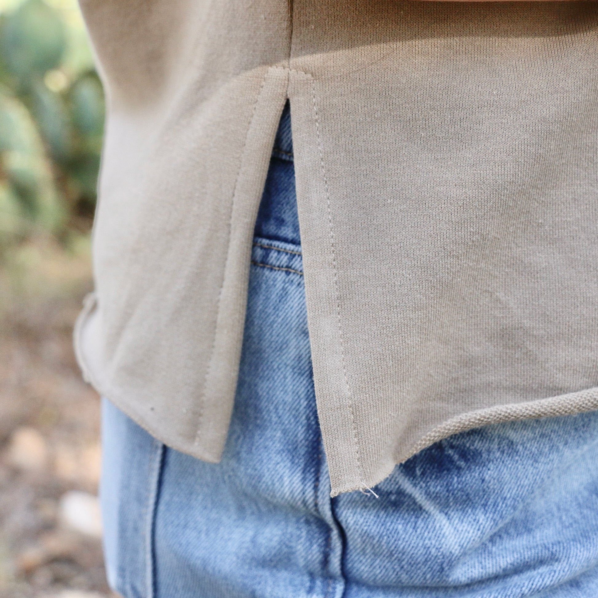 Simple Knit Funnel Neck Top - Khaki Top Sweet Revenge Rags   