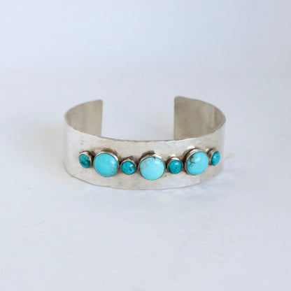 3/4” Two Tone Alternating Size Turquoise Cuff Bracelet Richard Schmidt   