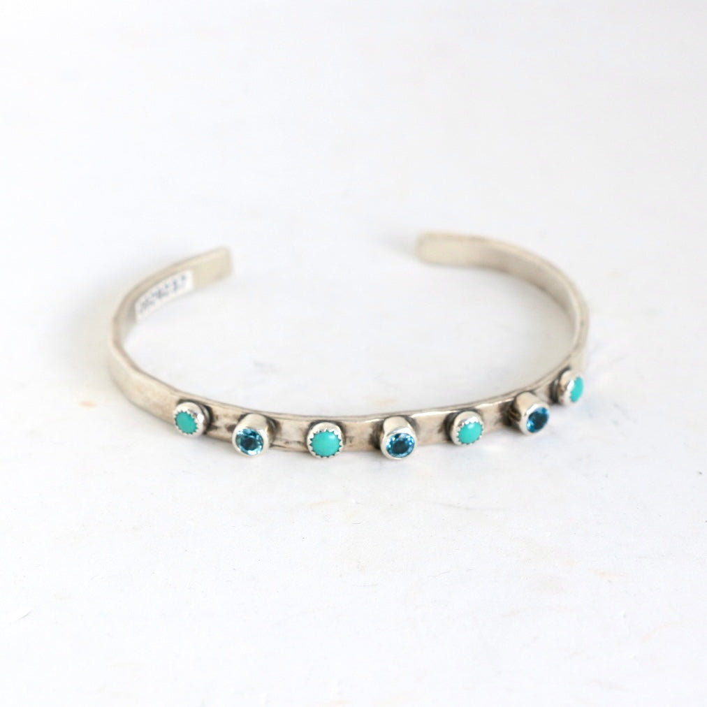 4MM Mint Turquoise with Blue Topaz Cuff BRACELETS Richard Schmidt   