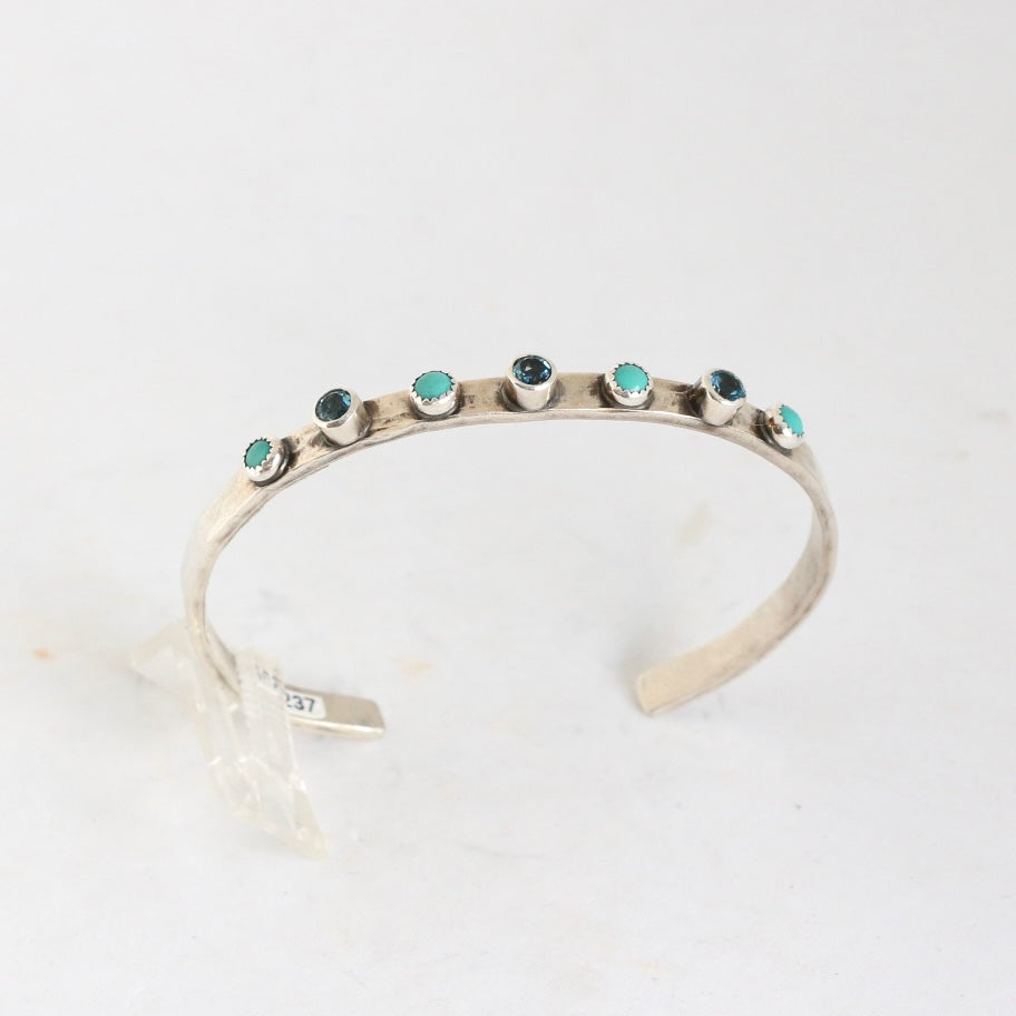 4MM Mint Turquoise with Blue Topaz Cuff BRACELETS Richard Schmidt   