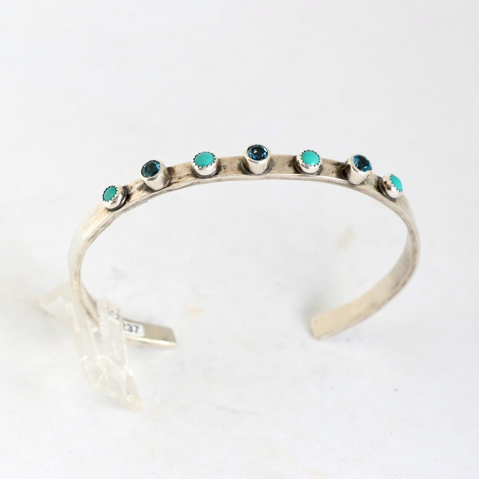 4MM Mint Turquoise with Blue Topaz Cuff BRACELETS Richard Schmidt   