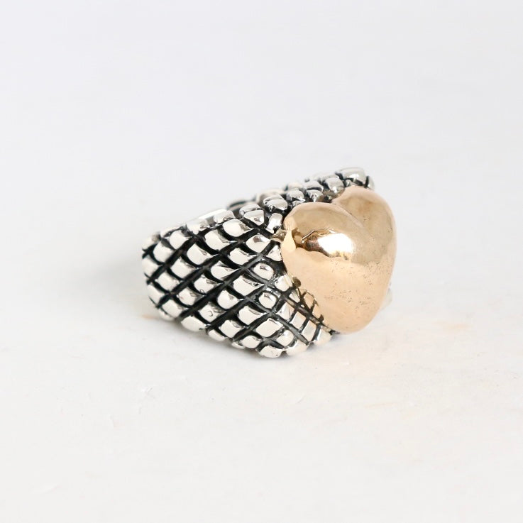 Crosshatch Square Heart Ring Rings Dian Malouf