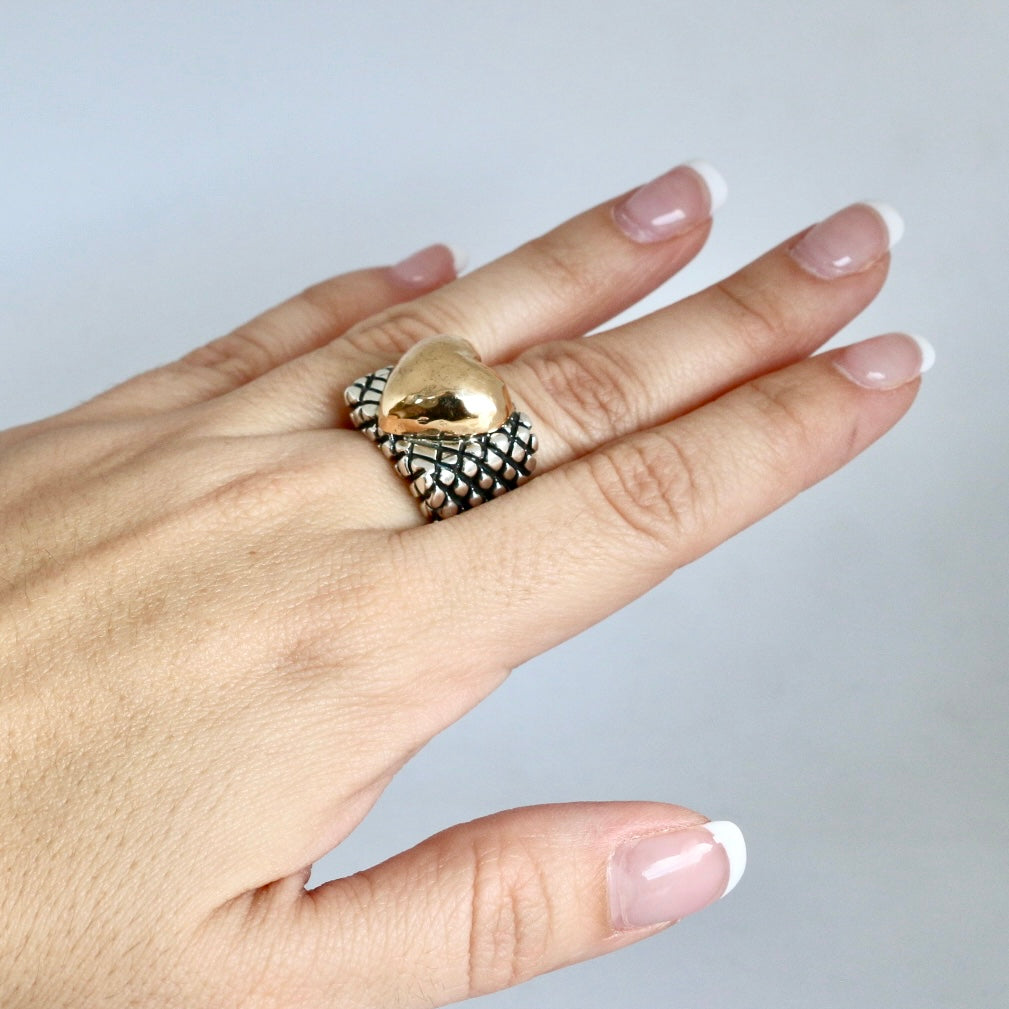 Crosshatch Square Heart Ring Rings Dian Malouf