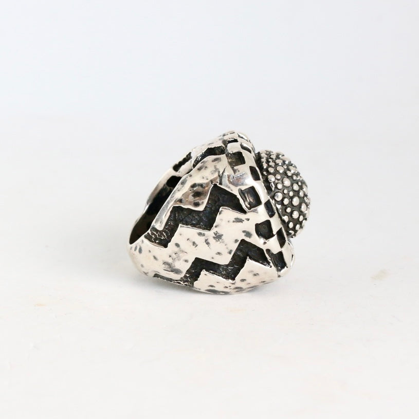 Big Square Sterling Caviar Ring Rings Dian Malouf