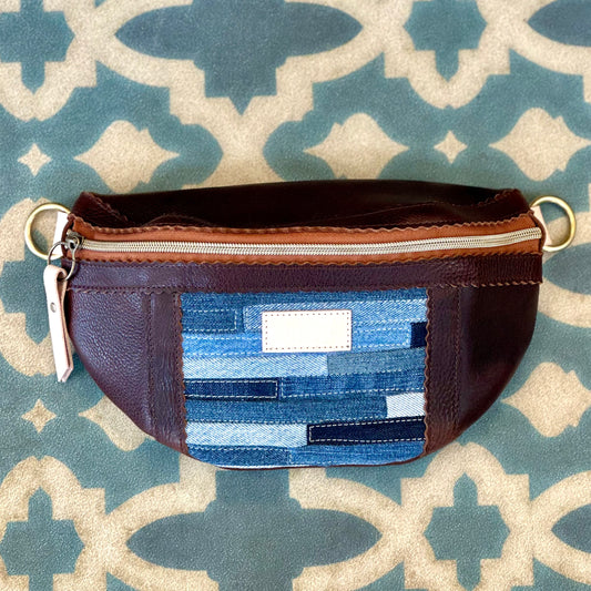 Blue Collar Small Fanny - Coldbrew/Denim Stripe HANDBAGS Indigo Laine
