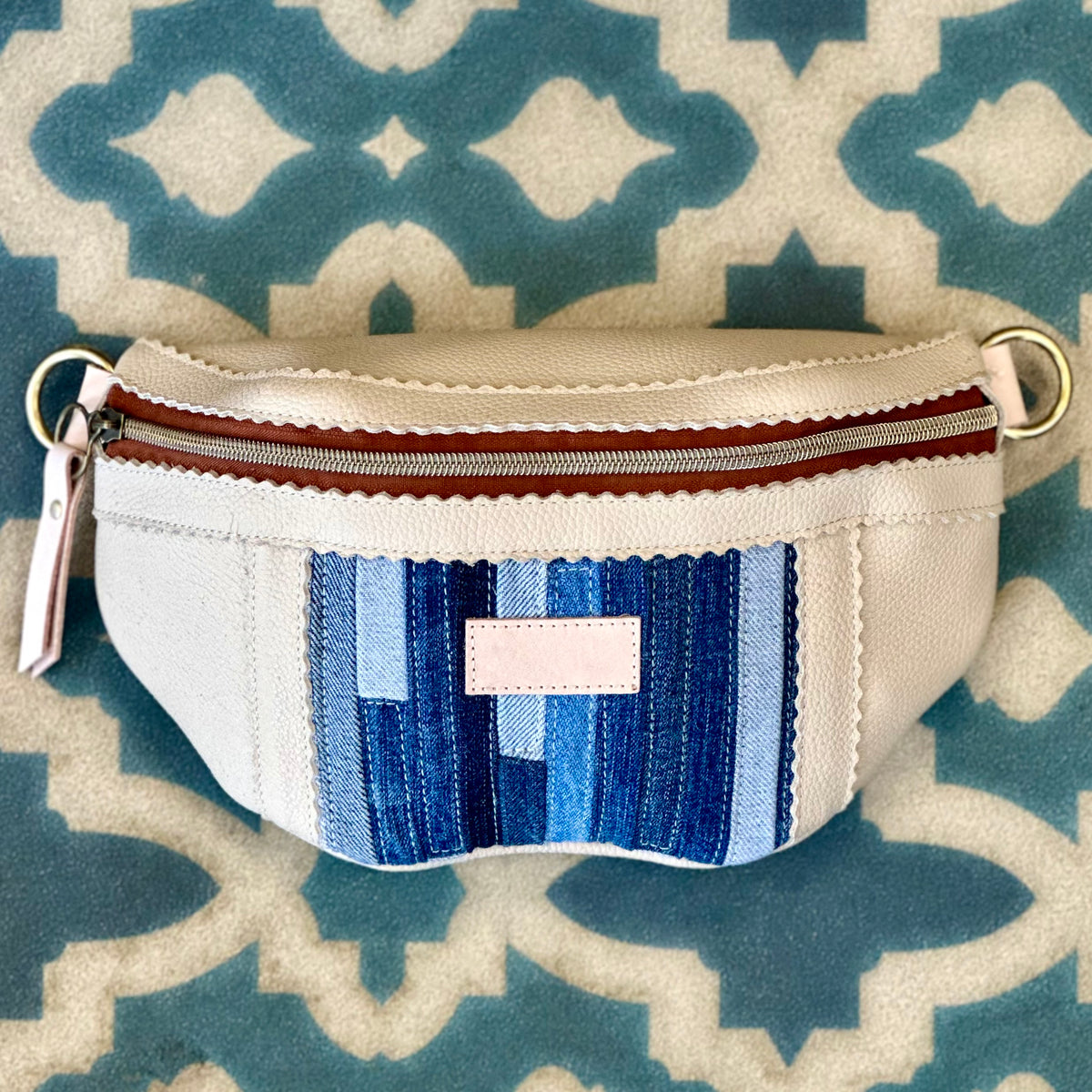Blue Collar Small Fanny - Ivory/Denim Stripe #2