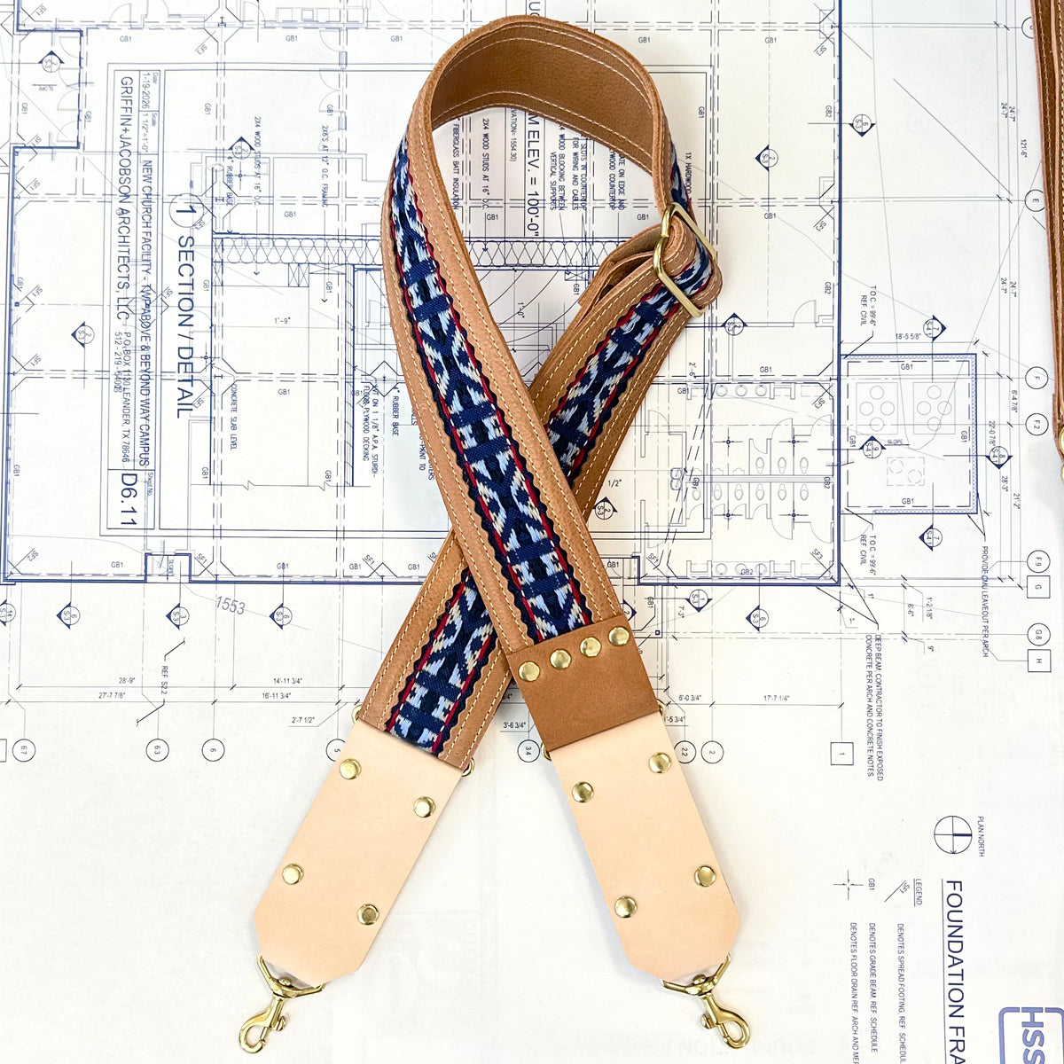Americana Leather Strap - Camel/Blue Indigo Laine