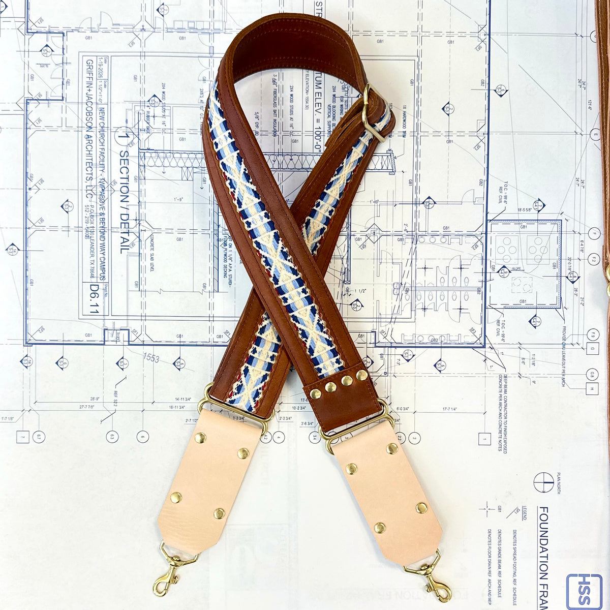 Americana Leather Strap - Montana/Cream Indigo Laine