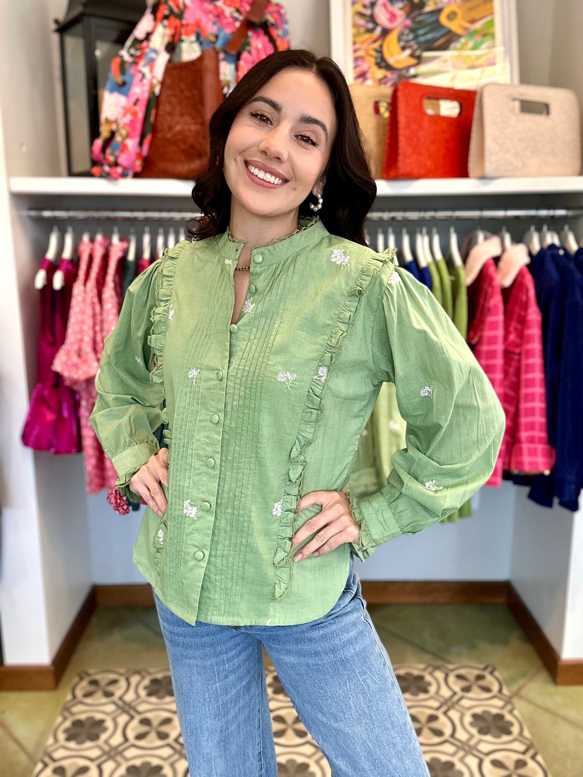 Juliana Green Lace Embroidered Blouse Blouses All in the Detail   