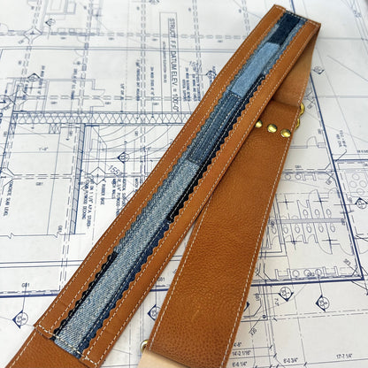 Blue Collar Leather Straps - Camel/Denim Stripe HANDBAGS Indigo Laine