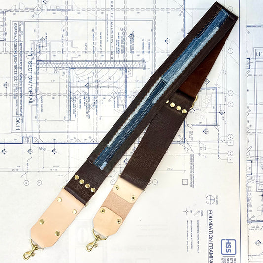 Blue Collar Leather Straps - Coldbrew/Denim Stripe HANDBAGS Indigo Laine