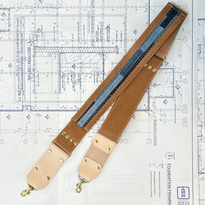 Blue Collar Leather Straps - Camel/Denim Stripe HANDBAGS Indigo Laine