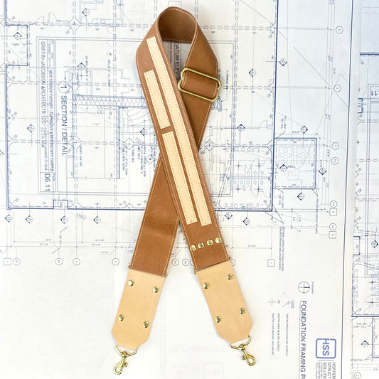 Blue Collar Leather Straps - Camel/Vegtan Stripe HANDBAGS Indigo Laine