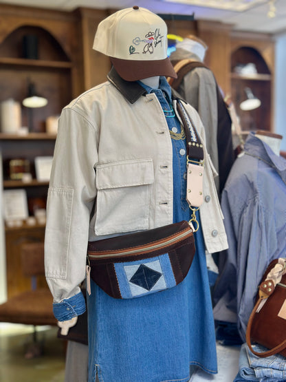 Blue Collar Small Fanny - Coldbrew/Denim Patchwork HANDBAGS Indigo Laine