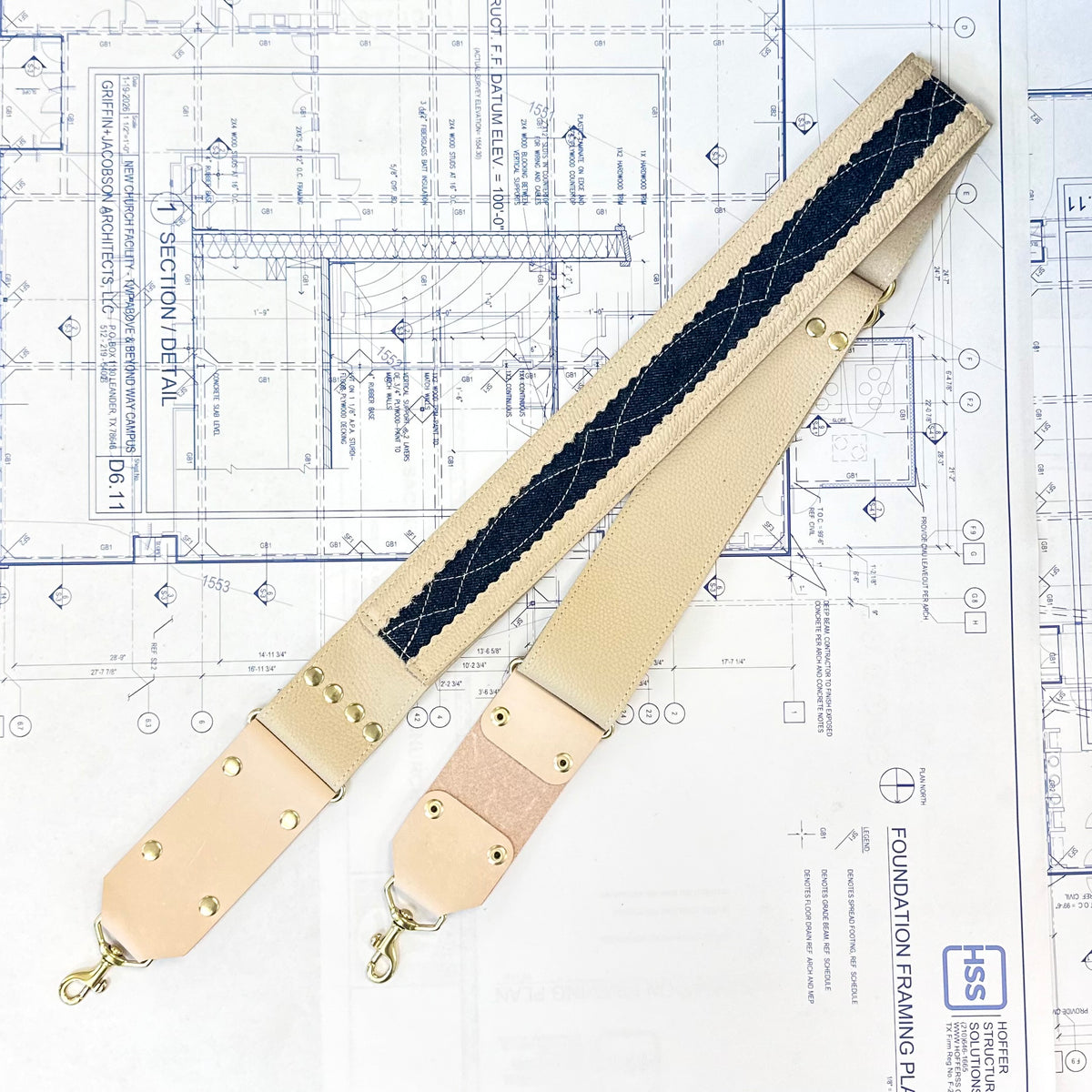 Blue Collar Leather Straps - Ivory/Denim Gunslinger