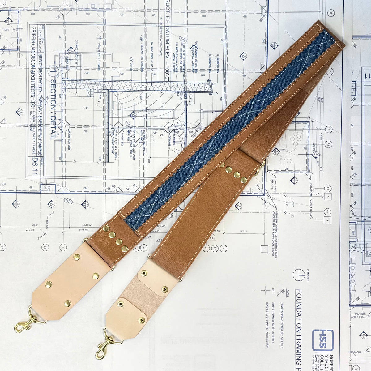 Blue Collar Leather Straps - Camel/Denim Gunslinger