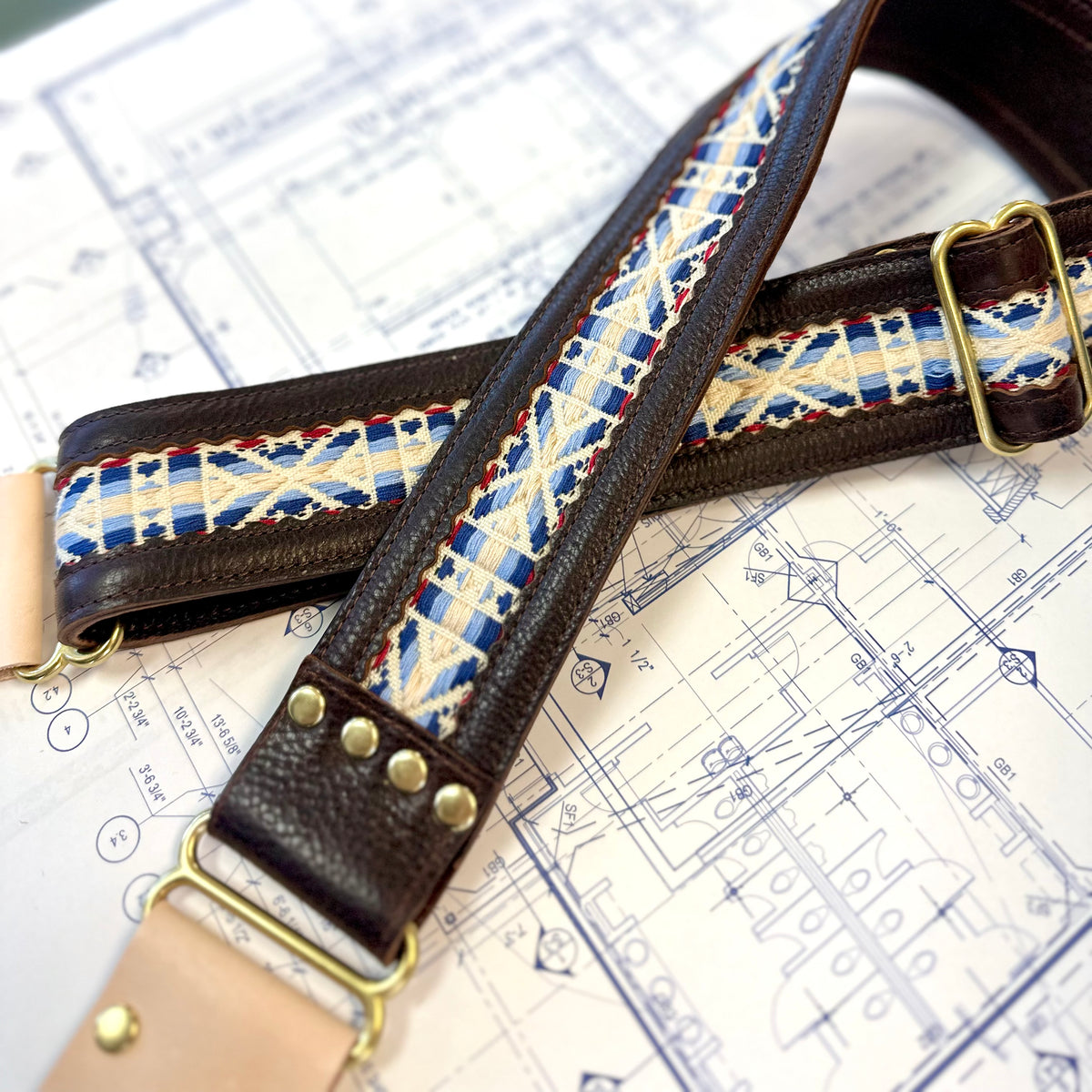 Americana Leather Strap - Coldbrew/Cream Indigo Laine