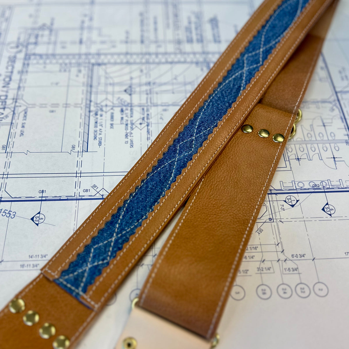 Blue Collar Leather Straps - Camel/Denim Gunslinger