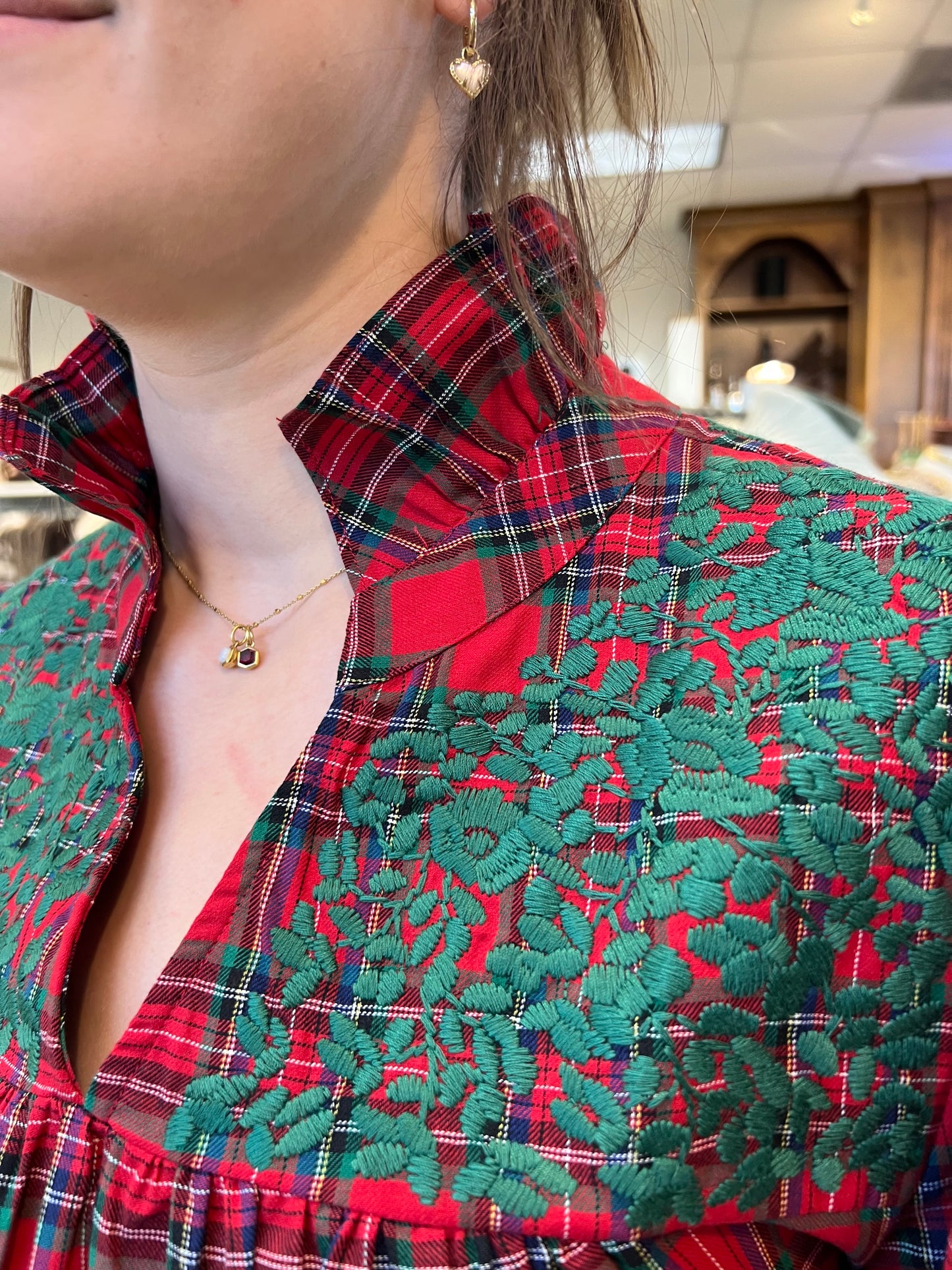 Holiday Tartan Plaid Tailgater Blouse TOP Spirit Dress