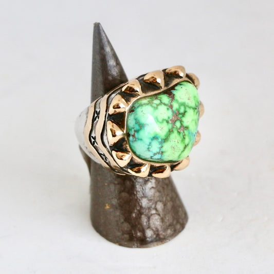 Large Green Turquoise Trimmed in Gold Triangles "Signature" Ring Rings Dian Malouf