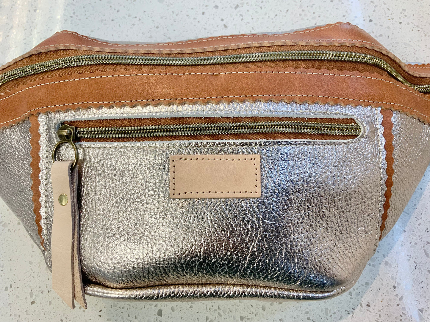 Large Sling - Champagne Stardust & Camel (Pouch Only) Fanny Packs Indigo Laine and Company   
