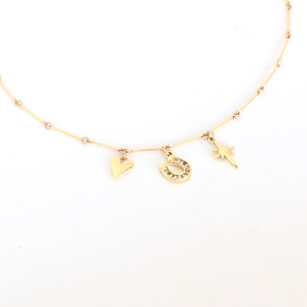 Western Charms Necklace - Puffy Heart, Horseshoe Baguette and Lightning Bolt NECKLACES Rachel Nathan
