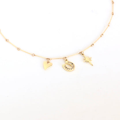Western Charms Necklace - Puffy Heart, Horseshoe Baguette and Lightning Bolt NECKLACES Rachel Nathan