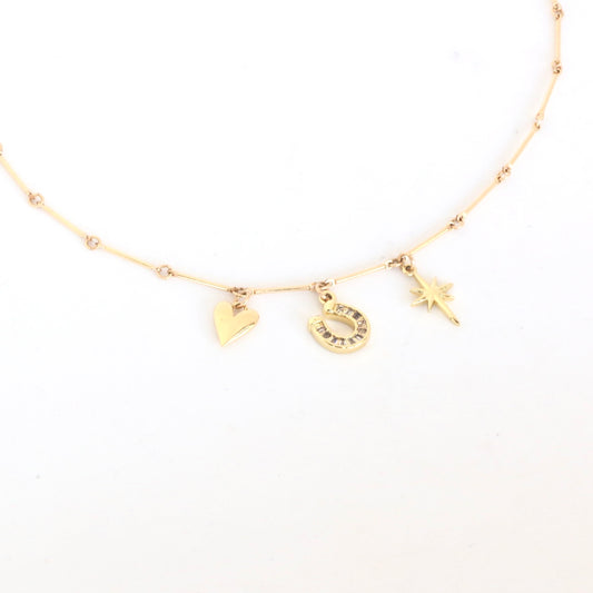 Western Charms Necklace - Puffy Heart, Horseshoe Baguette and Lightning Bolt NECKLACES Rachel Nathan