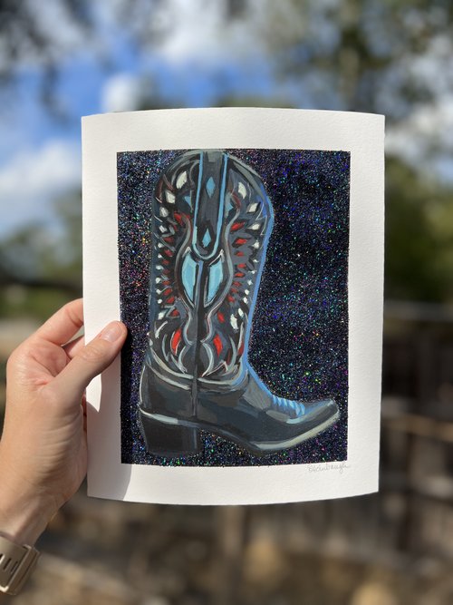 Black Cutout Boots Print Art Print Sarah Heinbaugh   