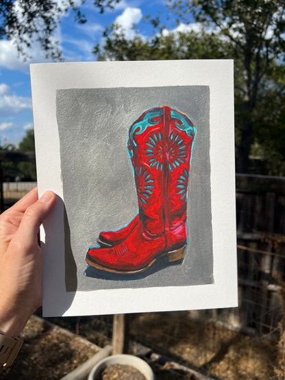 Red Boots Print Art Print Sarah Heinbaugh   
