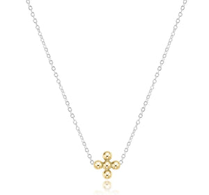 16" Necklace Mixed Metal - 3mm Signature Gold Cross