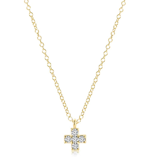 14kt Gold and Diamond Signature Cross Necklace Necklaces Enewton   