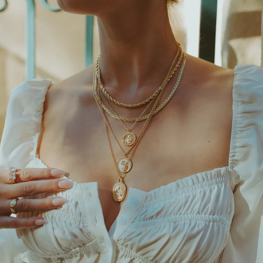 Saint Christopher Enamel Pendant Necklace - French Blue