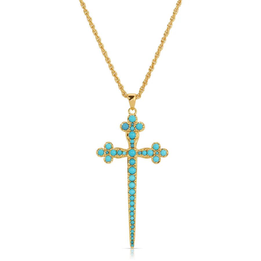 Athena Cross Turquoise Necklace