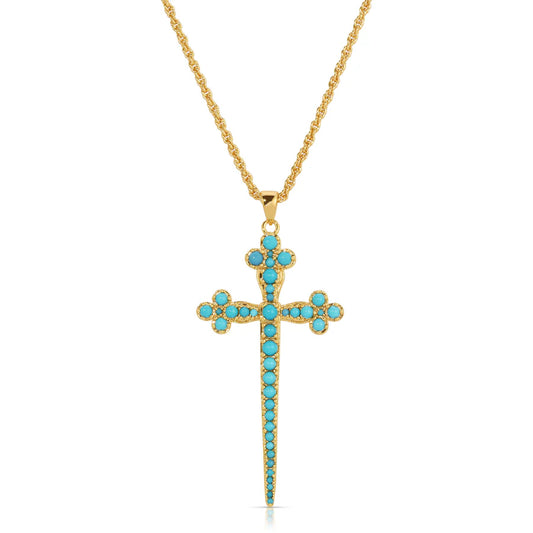Athena Cross Turquoise Necklace