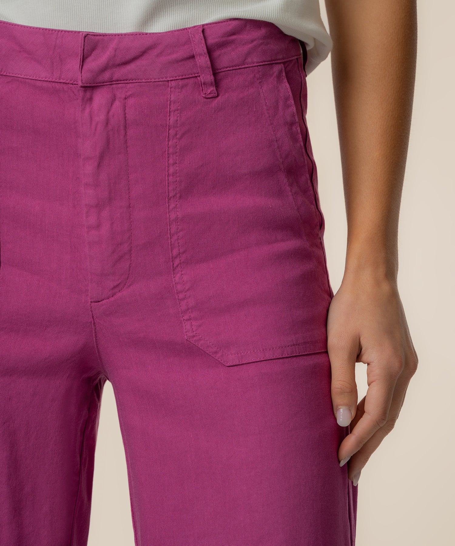 Topaz Linen Wide Leg Pant - Magenta bottoms KUT