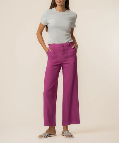 Topaz Linen Wide Leg Pant - Magenta bottoms KUT
