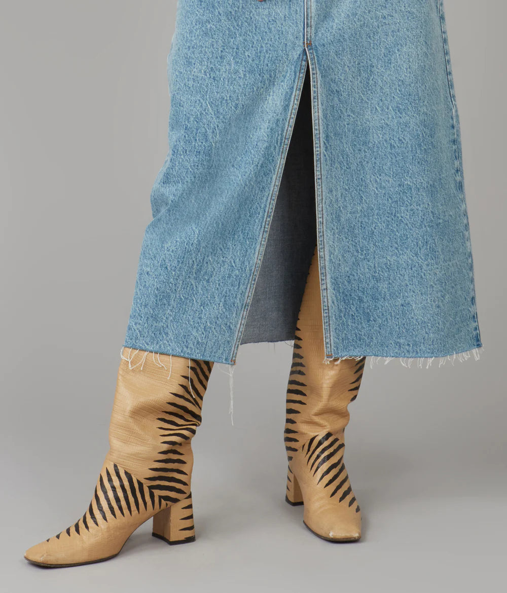 Halston Denim Maxi Skirt with Front Slit Skirts Lola Jeans   