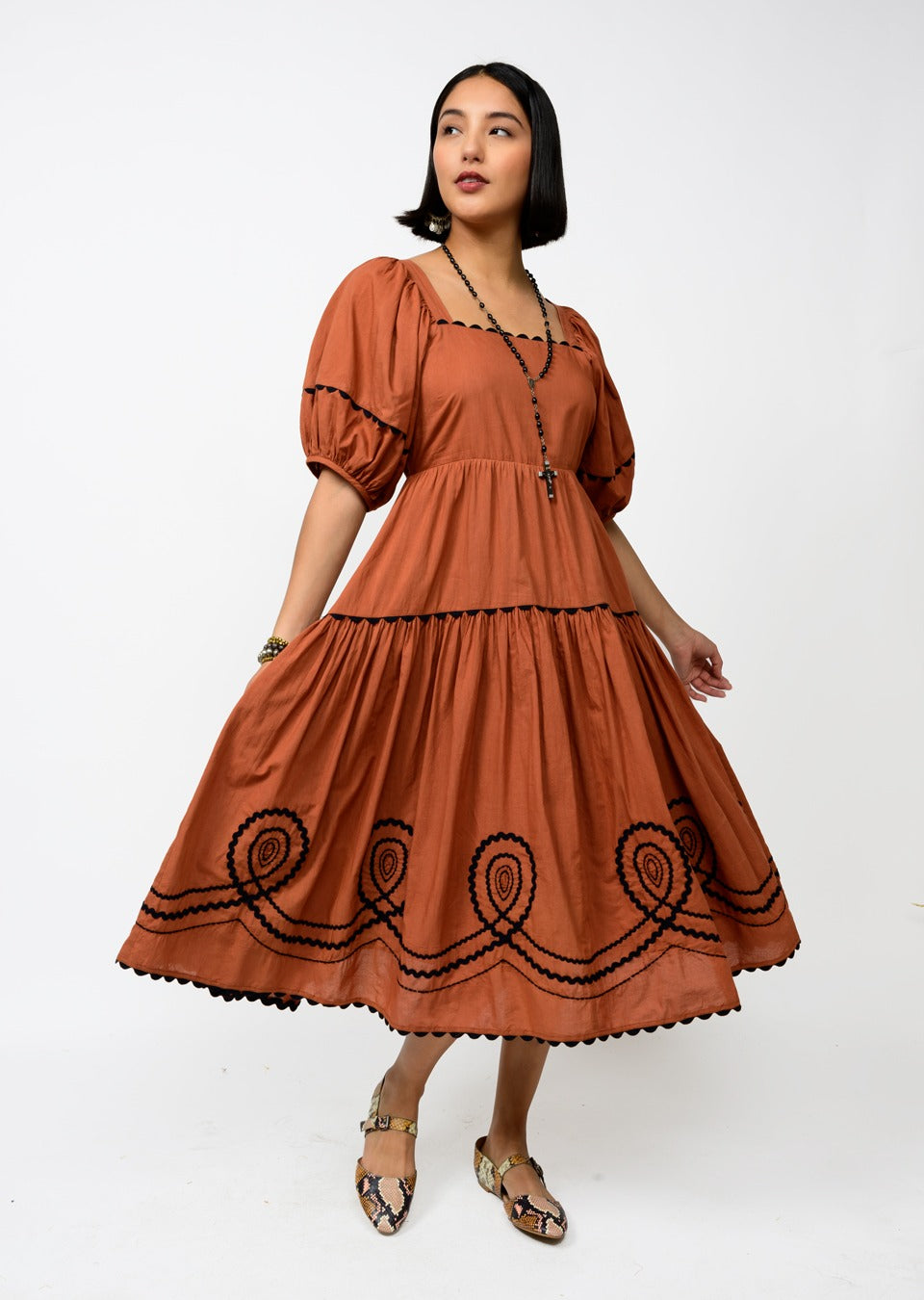 Loopy Midi Rust Dress L Loopy Midi Rust Dress L