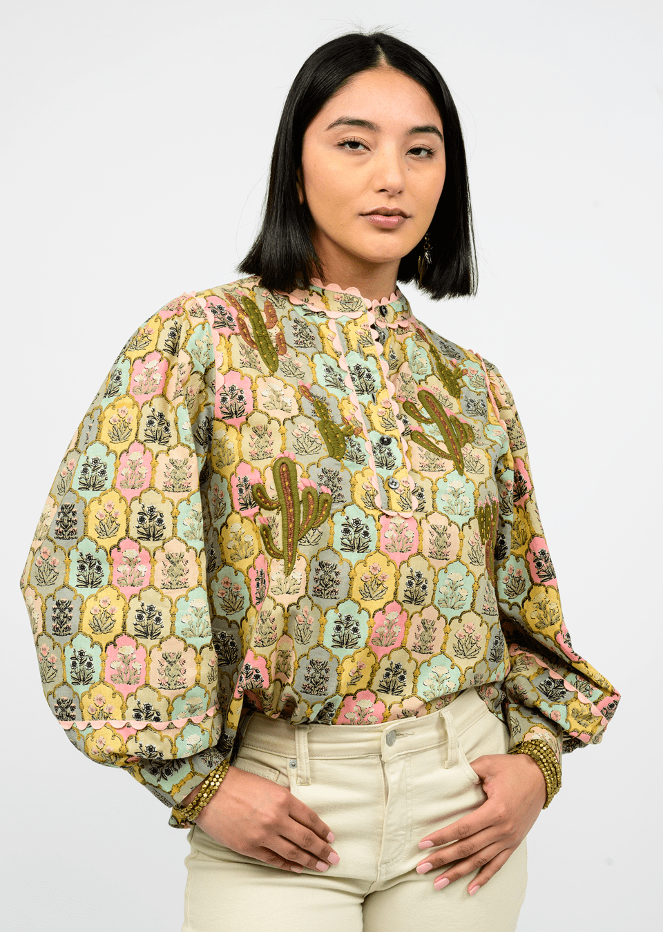 Nopal Long Sleeve Top Embroidery Tops SISTER MARY