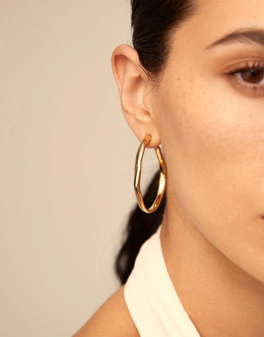 18K Gold-Plated Organic Open Hoop Earrings EARRINGS Uno de 50