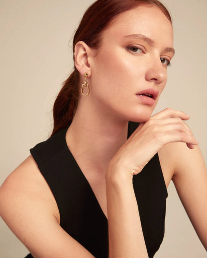 18K Gold-Plated with 1 Medium Sized Link Earrings EARRINGS Uno de 50