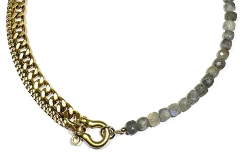 Shackle Duo Necklace - Labradorite Cubes NECKLACES Rachel Nathan