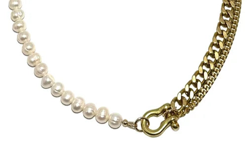 Shackle Duo Necklace - Pearl & Chain Necklaces Rachel Nathan