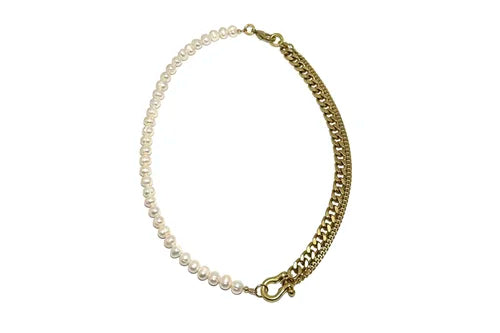 Shackle Duo Necklace - Pearl & Chain Necklaces Rachel Nathan
