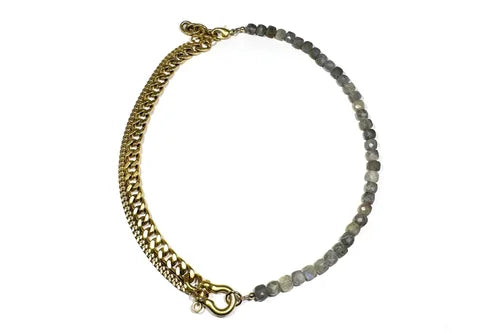 Shackle Duo Necklace - Labradorite Cubes NECKLACES Rachel Nathan