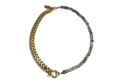 Shackle Duo Necklace - Labradorite Cubes NECKLACES Rachel Nathan