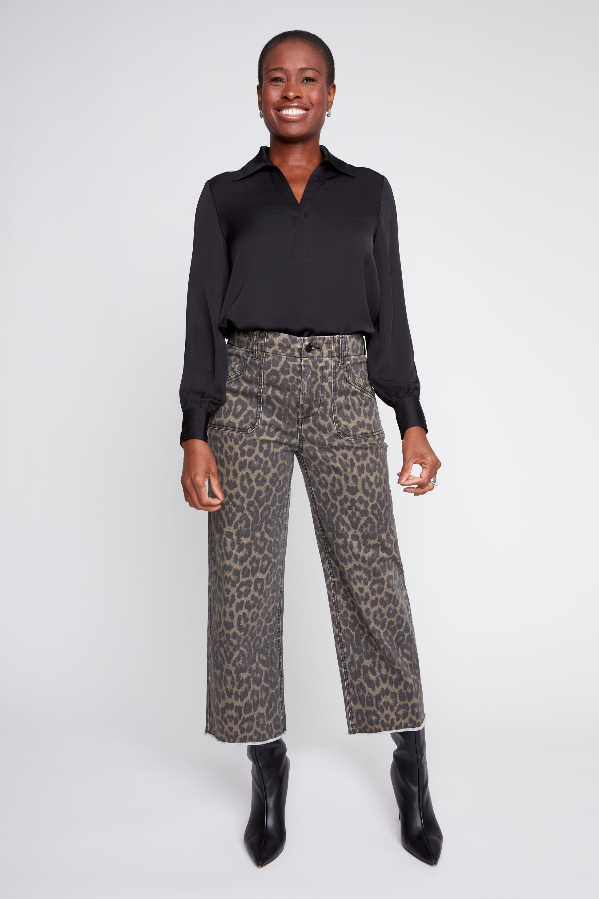 Cropped Wide Leg Printed Pants - Leopard PANTS RENUAR