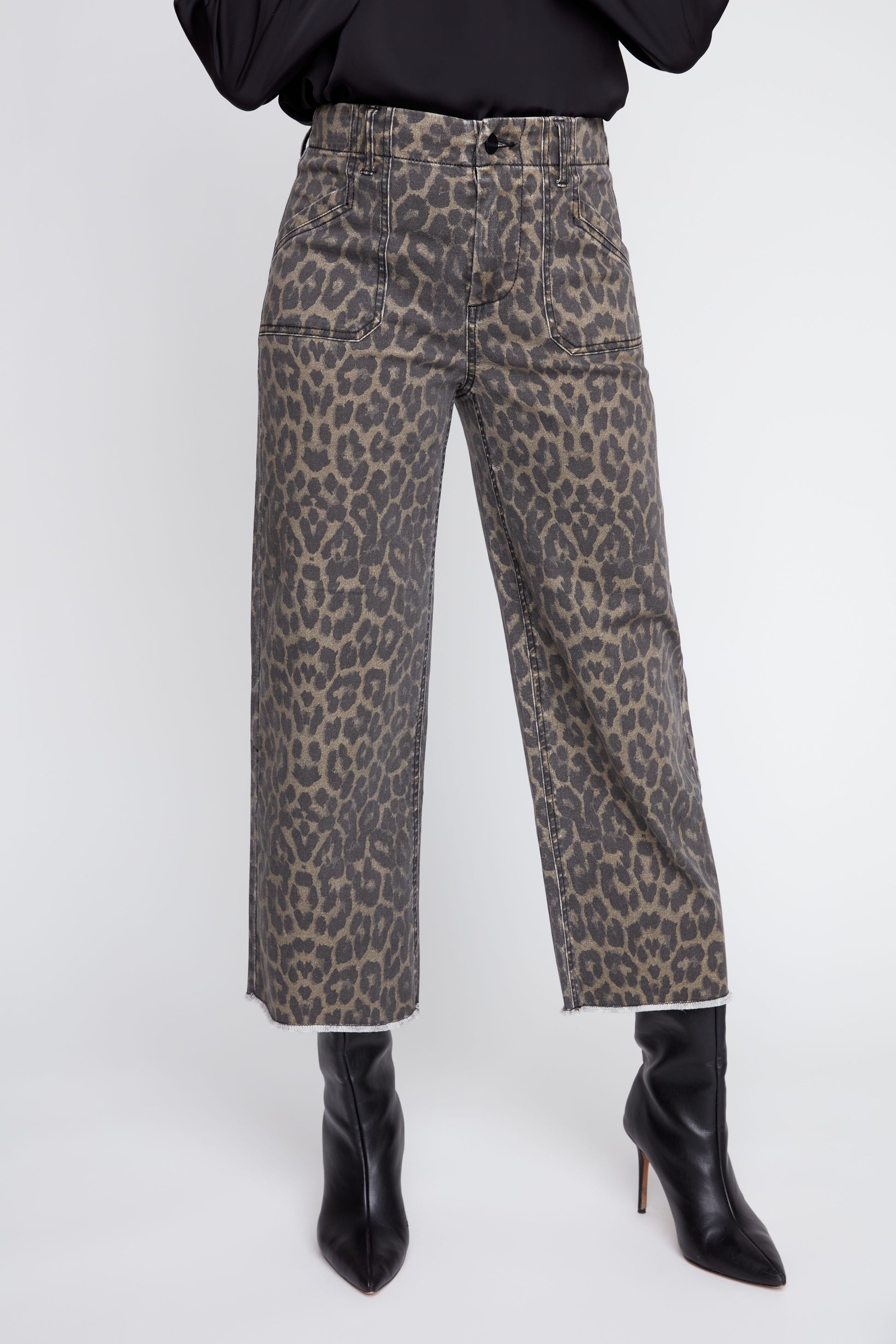Cropped Wide Leg Printed Pants - Leopard PANTS RENUAR